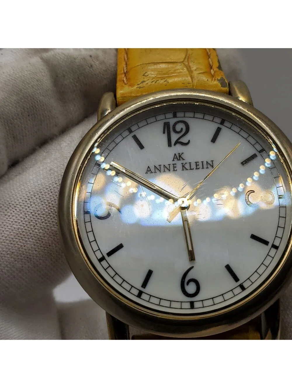 Anne Klein Quartz Womens Watch 36mm White Dial Gold Tone New Battery